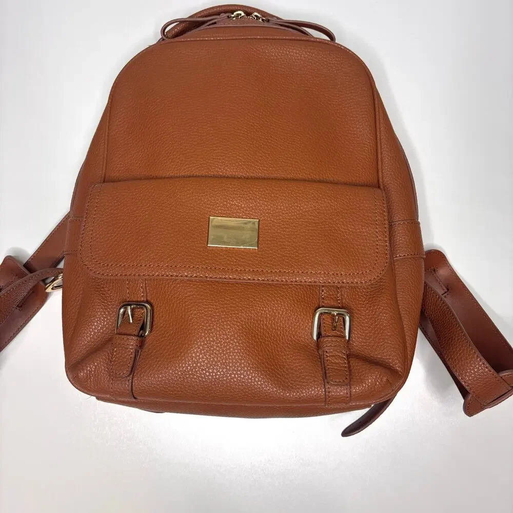 Renwick Camel Leather RFID Protection Backpack